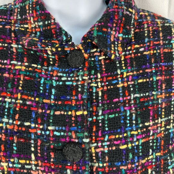 Coldwater Creek Multicolored Tweed Jacket 12P Womens 3/4 Sleeve Button Front - Picture 2 of 6